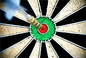a dart hits the bullseye